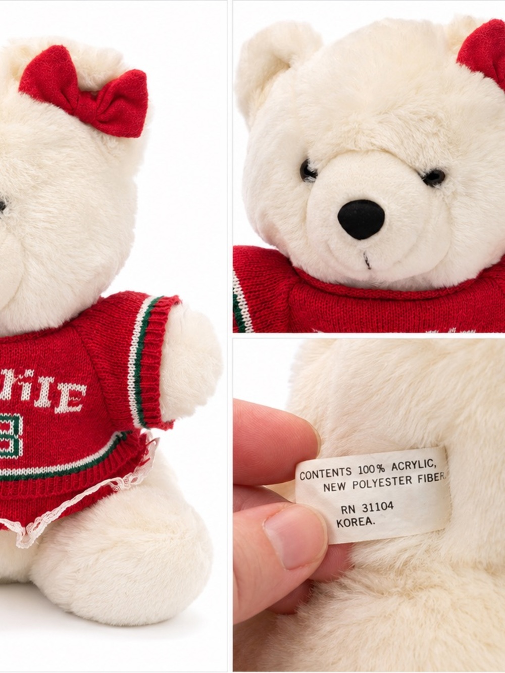 Vintage 1988 Belk Store “Belkie” Bear Plush with Red Sweater and Bow